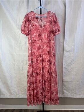 Torrid Rose-Pink Floral V-Neck Maxi Dress